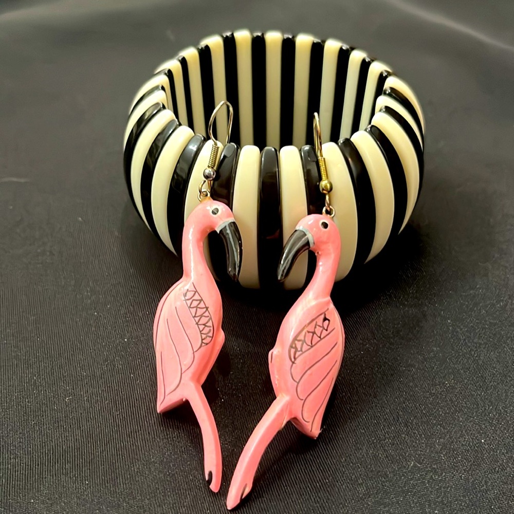 Flamingo Earrings Retro Bracelet Bundle